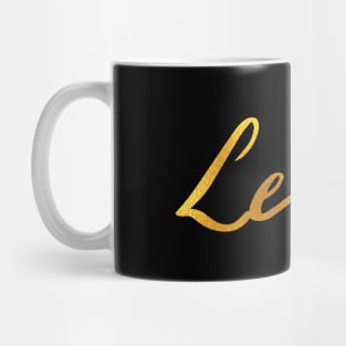 Leah Name Hand Lettering in Faux Gold Letters Mug